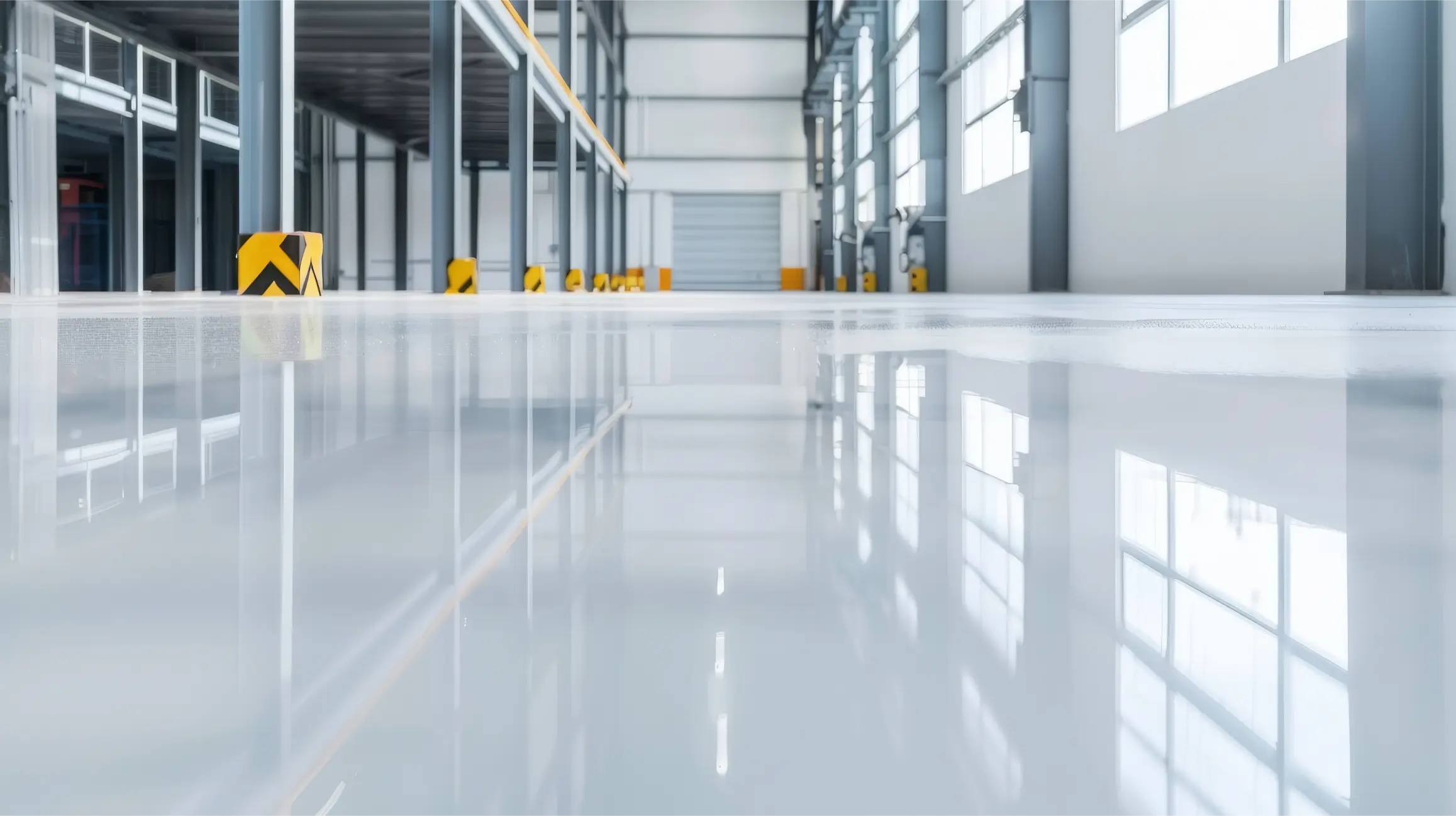 Glossy epoxy floor from epoxy flooring services South Africa in an industrial space.